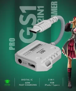 Plextone GS1 2-in-1 Type-C Gaming Adapter with 60W Fast Charging & 3.5mm Audio - Brand